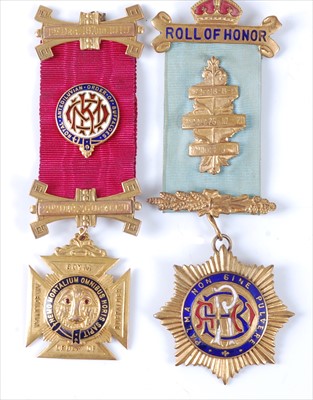 Lot 165 - A 9ct gold and enamelled Royal Antediluvian Order of Buffaloes jewel