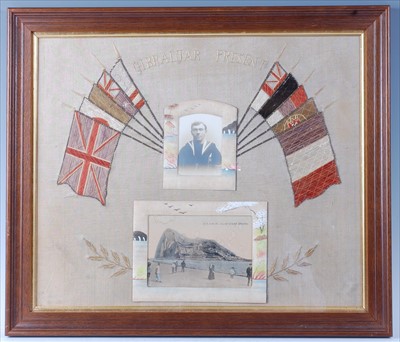 Lot 156 - An early 20th century silk embroidered panel
