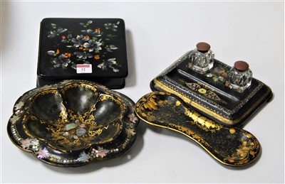 Lot 32 - A Victorian black lacquered and...