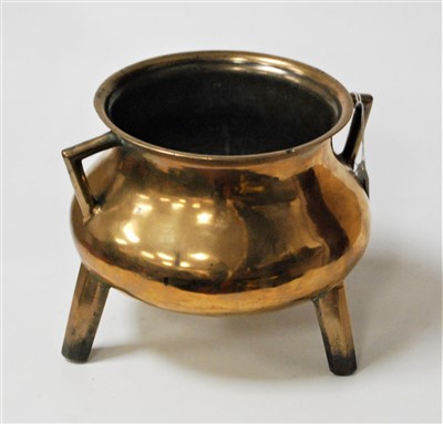Lot 45 - A large polished bronze censer, of squat...
