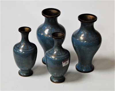 Lot 50 - A pair of Japanese cloisonné vases of baluster...