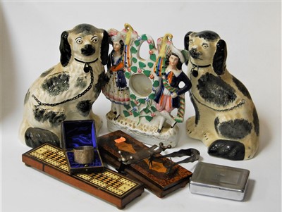 Lot 52 - A Victorian Staffordshire pocket watch holder...