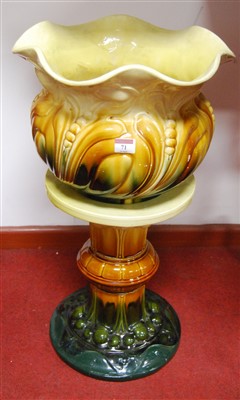 Lot 71 - A Victorian Bretby jardinière on stand, having...