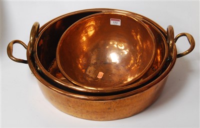 Lot 132 - A large late 19th century copper twin handled...