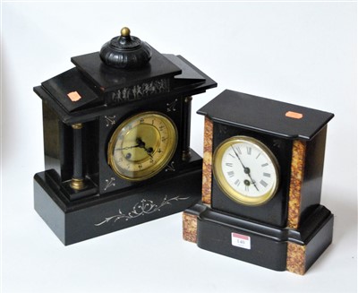 Lot 140 - A late Victorian black slate and rouge marble...