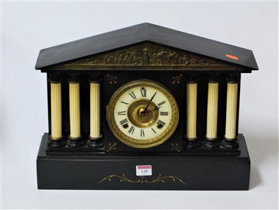 Lot 145 - A large late Victorian black slate cased...