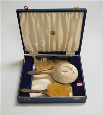 Lot 257 - A modern silver backed dressing table set,...