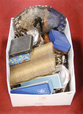 Lot 278 - A box of miscellaneous silver plated wares, to...