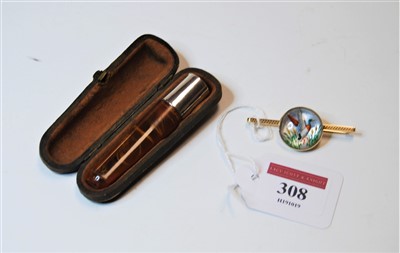 Lot 308 - A white metal mounted cheroot holder, in...