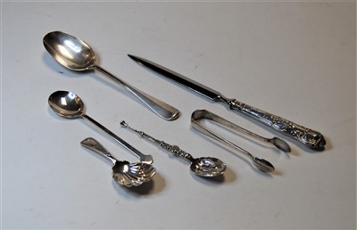 Lot 311 - A modern silver handled paperknife; together...