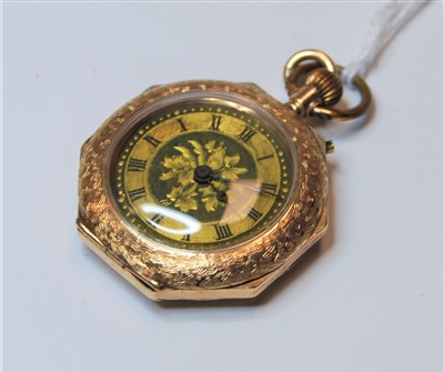 Lot 335 - A circa 1900 ladies 9ct gold cased fob watch,...