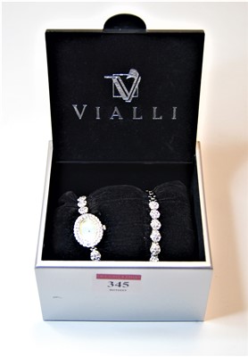 Lot 345 - A ladies Viale steel cased and paste set...