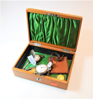 Lot 367 - A leather clad jewellery box and contents, to...