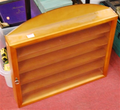 Lot 491 - A modern cherrywood wall mounted display...