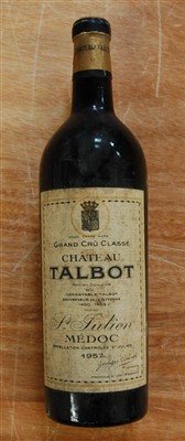 Lot 1004 - Château Talbot , 1957, St Julien Medoc, one...
