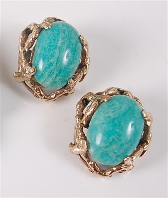 Lot 2125 - A pair of 9ct yellow gold abstract earrings,...