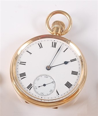 Lot 2233 - An 18ct yellow gold keyless wind open face...