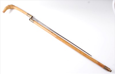 Lot 172 - A 19th century French bamboo and brass mounted sword stick