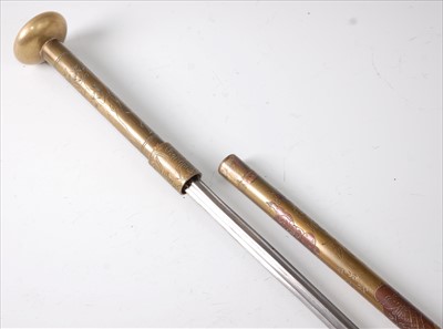 Lot 279 - A 19th century Chinese brass and copper sword stick