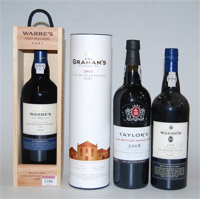 Lot 1280 - Warre's 2003 LBV port, one bottle in...