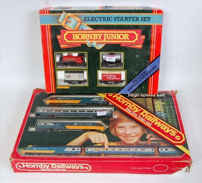 Lot 616 - 2 Hornby train sets R685 BR blue/grey HST...
