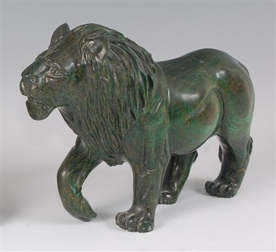 Lot 2262 - Anthony Chauke - a polished green serpentine...