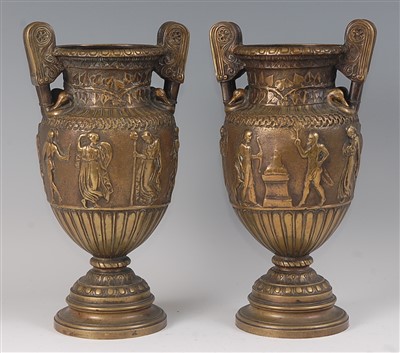 Lot 2273 - A pair of early 20th century bronze twin...