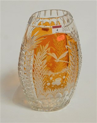 Lot 4 - A large Bohemian style glass vase, of...