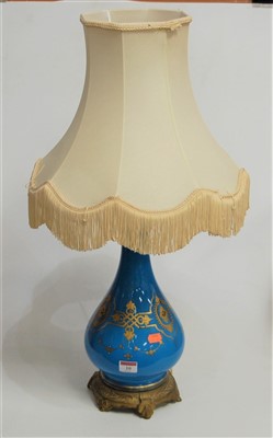 Lot 10 - A French style blue glazed and gilt metal...