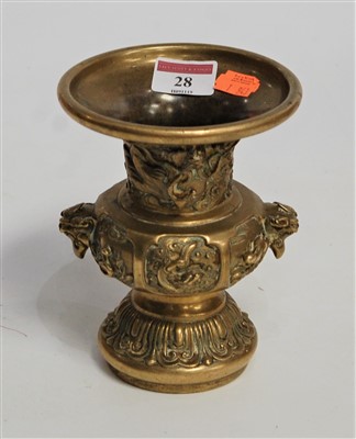 Lot 28 - A Chinese bronzed vase, having flared rim...