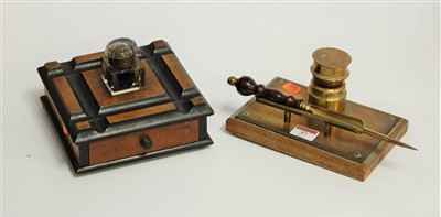 Lot 37 - A Victorian walnut and ebonised desk stand,...