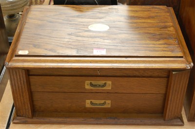 Lot 126 - A 1920s oak cutlery canteen, case only, the...