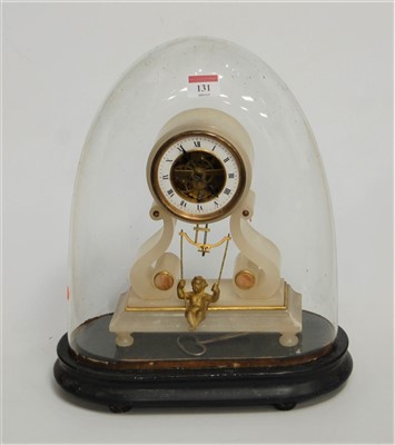 Lot 131 - A 19th century onyx cased drum head mantel...