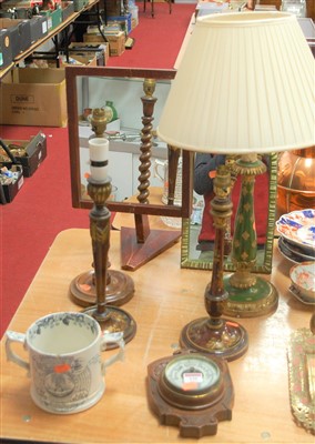 Lot 139 - An Art Nouveau oak cased aneroid barometer...