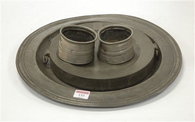 Lot 155 - A large 19th century pewter plate with various...