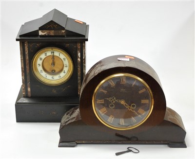 Lot 157 - A late Victorian black slate and marble cased...