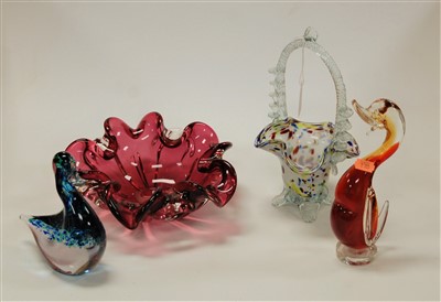 Lot 167 - A Murano glass table centrepiece together with...