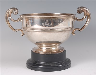 Lot 2072 - An Edwardian silver twin handled pedestal bowl,...