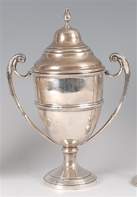 Lot 2090 - A George V silver pedestal twin handled cup...