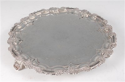 Lot 2092 - A George IV silver salver, having a leaf and...