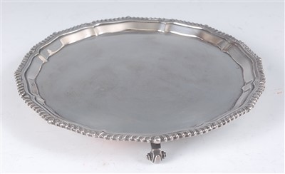Lot 2093 - A modern silver salver, having a gadrooned...