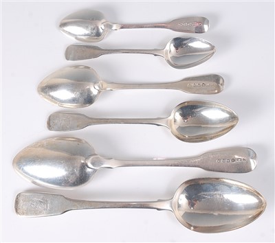 Lot 2096 - A late Georgian silver part cutlery suite, in...