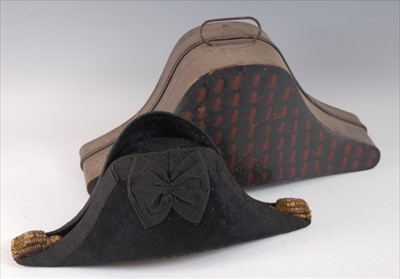 Lot 223 - A circa 1900 Naval brush felt bicorn hat