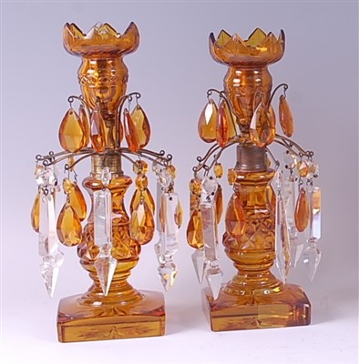 Lot 2067 - A pair of late 19th century Bohemian amber...