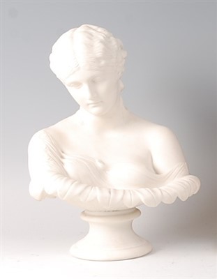 Lot 2034 - A late Victorian parian bust of a maiden with...