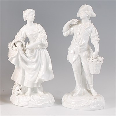 Lot 1098 - A pair of 19th century Meissen porcelain blanc-...