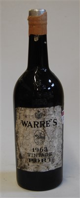 Lot 1288 - Warre's, 1963 vintage port, one bottle