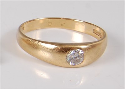 Lot 2137 - An 18th yellow gold Gypsy set single stone...