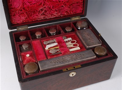 Lot 2285 - A Victorian rosewood toilet / vanity box, the...
