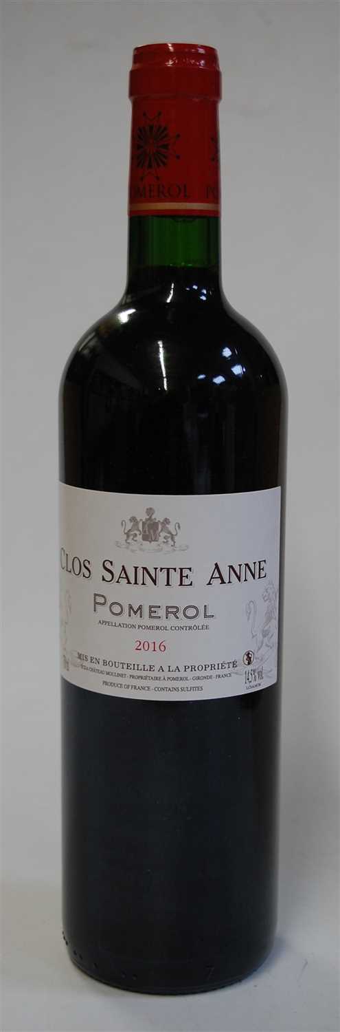 Lot 1057 - Clos Sainte Anne, 2016, Pomerol, six bottles (OB)